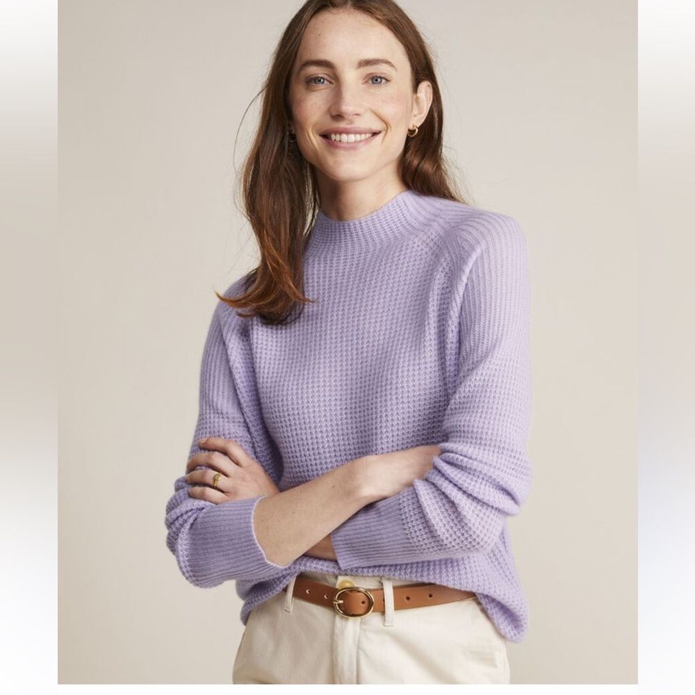 Vineyard Vines Seaspun Cashmere Waffle-Knit Mockneck Purple Sweater XS